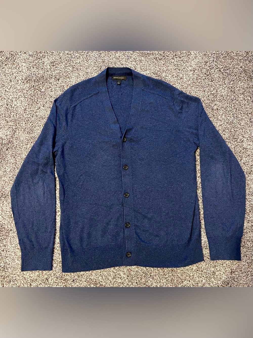 Banana Republic Men's Dark Blue Button-Front Cardigan Large
